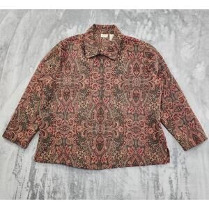 Vintage 90s Willow Bay Tapestry Full Zip Jacket Size 2X Paisley Boho Lightweight